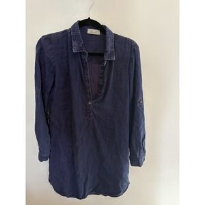 Bella Dahl Womens Indigo Blue Button Front Tunic Top Dress Size XS S